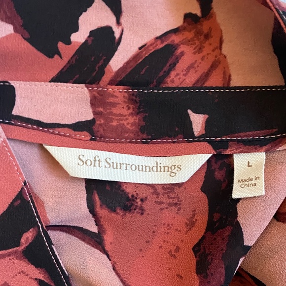 SOFT SURROUNDING Floral Pink and Black Long Shirtdress - Picture 11 of 11